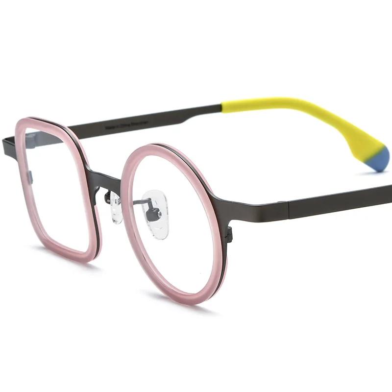 Ins Brazil Titanium Acetate Round Square Personalized Eyeglasses Optical Prescription Multicolors Handmade Classical Glasses