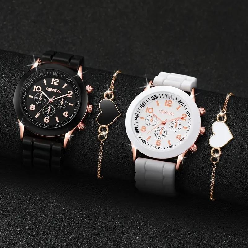 1/2 Stück Set Paar Mode Lässig Lederuhren Damen Einfaches Zifferblatt Quarz Armbanduhren Dress Uhr Montre Femme