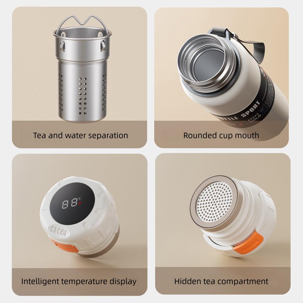 316 Stainless Steel Insulated Cup With Handle LED Temperature Display Portable Large Capacity Leak-Proof Outdoor Water Bottles