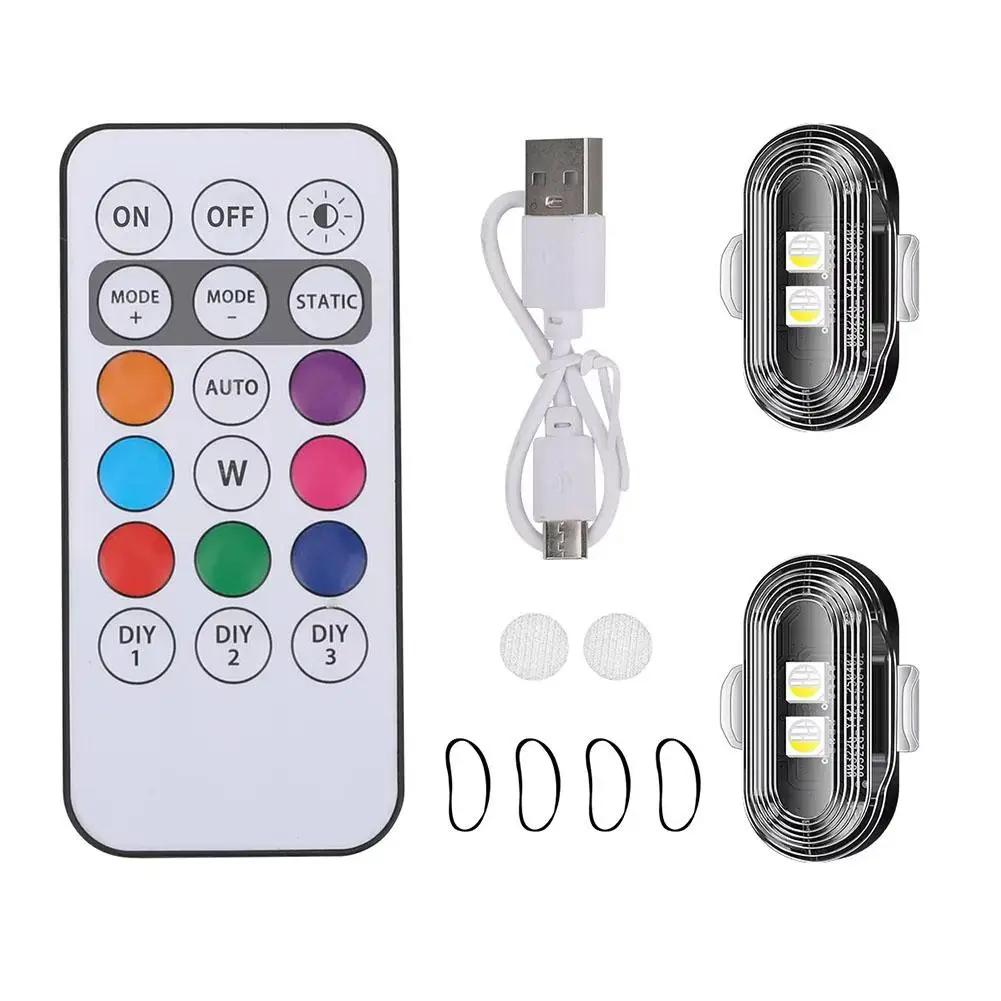 Motorcycle Flashing Lights Warning Light Anti-collision Drone Remote Colorful Navigation Light Wireless Car Control Strobe I3W7
