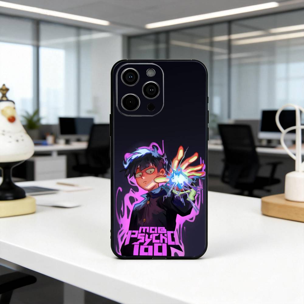 Mob P-Psycho 100 Shigeo K-Kageyama Phone Case For iPhone 17, 16,15,14,13,12,11 Plus,Pro Max, Others Soft Black Cover