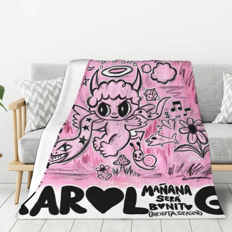 Custom Reggae Ainger Bichota Season Karol G Blankets Warm Flannel Throw Blanket for Bedding Travel Sofa