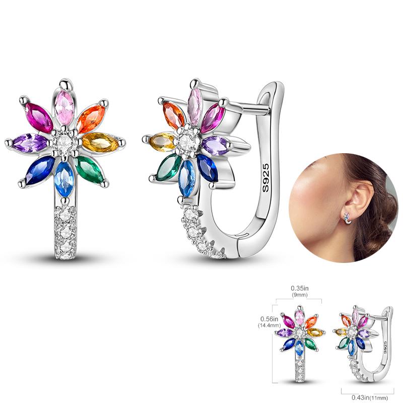925 Silver Unicorn Rainbow Horse Sparkling Color Gemstone Women's Sweet Earrings Fit for Anniversary Engagement Delicate Jewelry