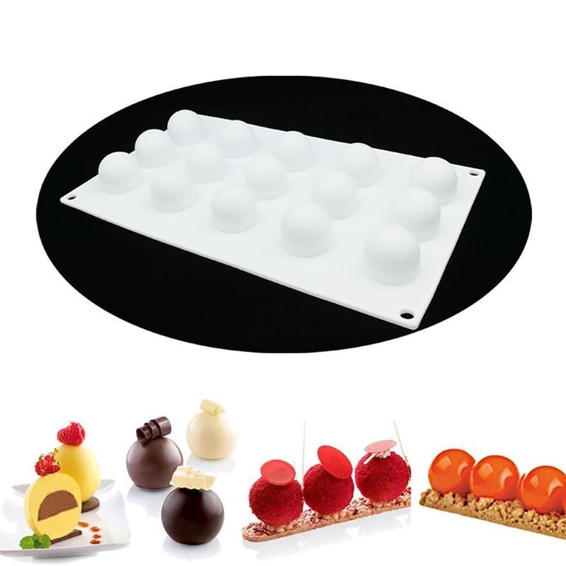 New 1 Pc White Silicone Mousse Mold French Dessert Baking Cake Mold Heart and Round Cupcake Baking Mouss