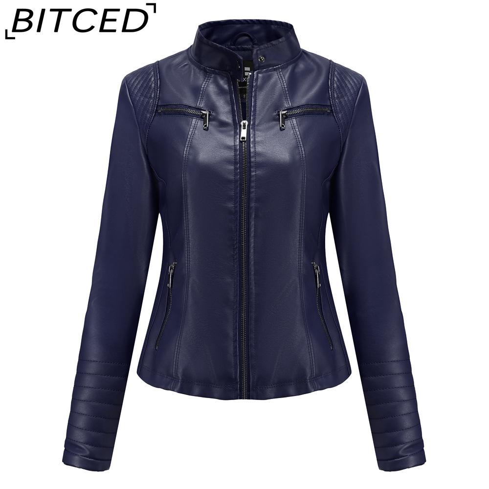 BITCED Women's Leather Jacket Lightweight Spring/Autumn Biker Jacket Short-Length Fashionable Jacket
