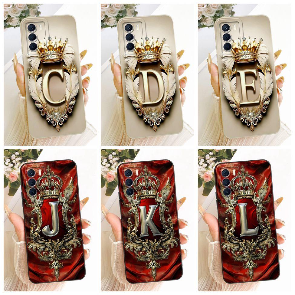 For Infinix Zero 5G 2023 Case Fashion A-Z Letters Luxury Crown 2D Painted Casing For Infinix X6815C X6815D