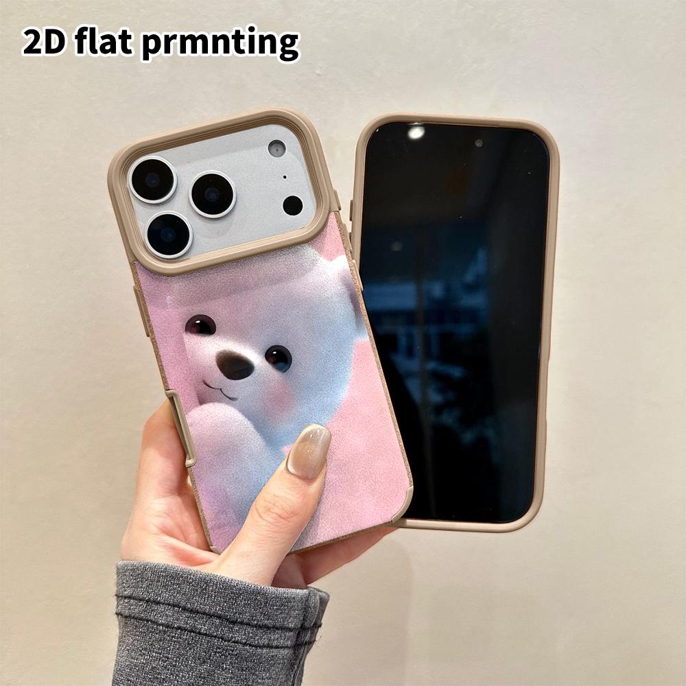 Phone Case: 2D Flat Lambskin Suitable for iPhone 18 17 16 15 14 13 Pro Protective Cases, Peek-a-boo Little Bear, Christmas and Halloween Gifts