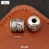 Sterling Silver S999 Ethnic Spacer Beads: Retro Barrel & Ruyi Lock Lucky Beads for DIY Jewelry.