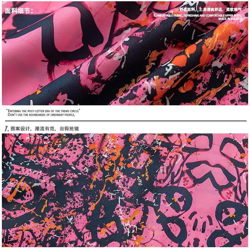 Foreign trade cross-border Amazon European and American trend graffiti floral full printing short-sleeved shirt personalized trendy brand men's shirt