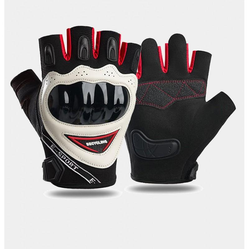 Mens Half-Finger Motorcycle Riding Gloves With Anti-Slip Palm Abrasion-Resistant Outdoor Off-Road Protection Gear