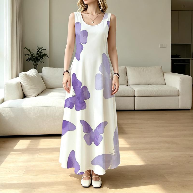 Women's Sleeveless Beach Dress Loose Fit,Comfy Fabric,Fresh Floral Print,Stylish Easy To Match Summer Dress for Casual Daily & Beach Vacation Outfits