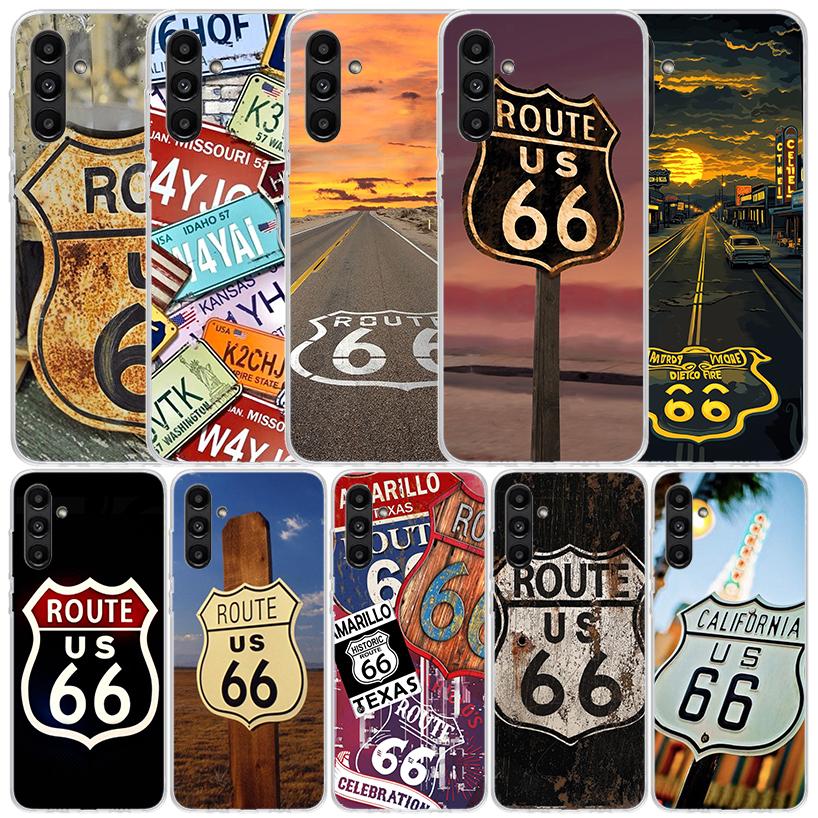 America Route 66 Cover for Samsung Galaxy A17 A37 A57 A16 A26 A36 A56 A15 A14 A55 Phone Case A13 A53 A25 A35 A24 A34 A23 A33 Gal