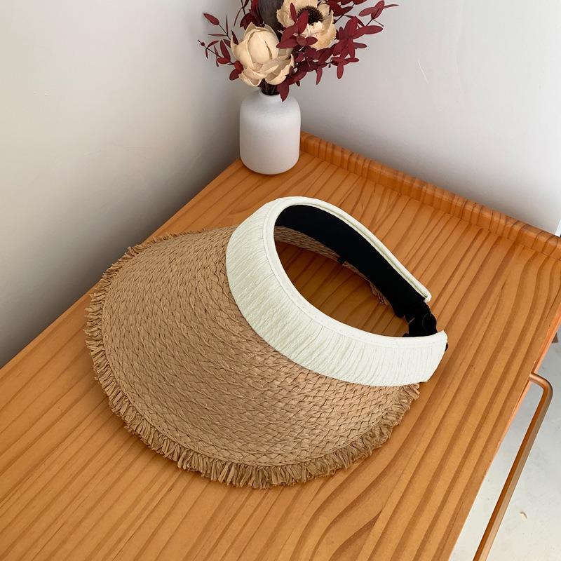 

Солнцезащитная шляпа женская летняя с козырьком, сворачиваемая, новая, для защиты от УФ-лучей, соломенная шляпа с широкими полями, шляпа с открытым верхом