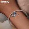 WOSTU 925 Sterling Silver Color Changeable Flower Pendant Charm Bee Hanging Beads for Women Bracelet & Bangle DIY Fine Jewelry
