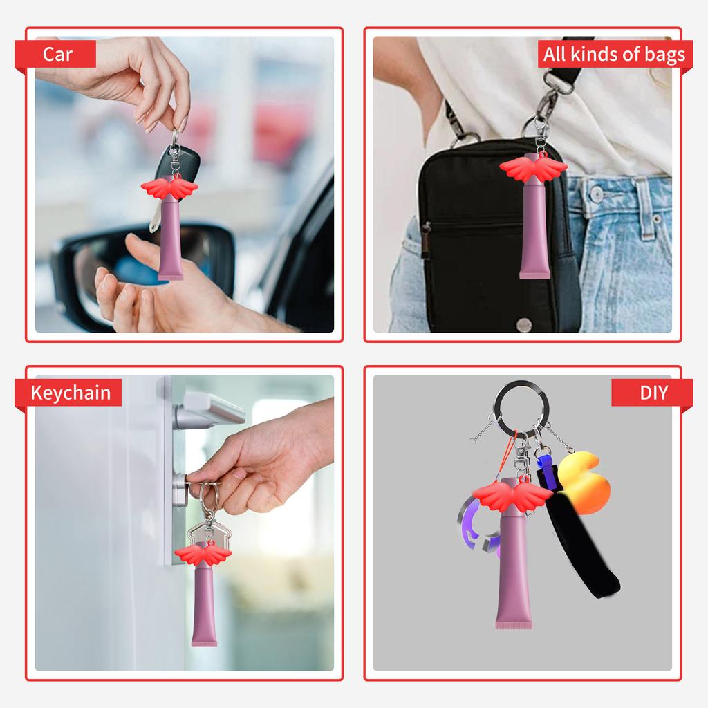 Angel Wing Keychain Caps for Lip Balm Replacement Cover Stylish Key Holder Practical Present for Women and Girls