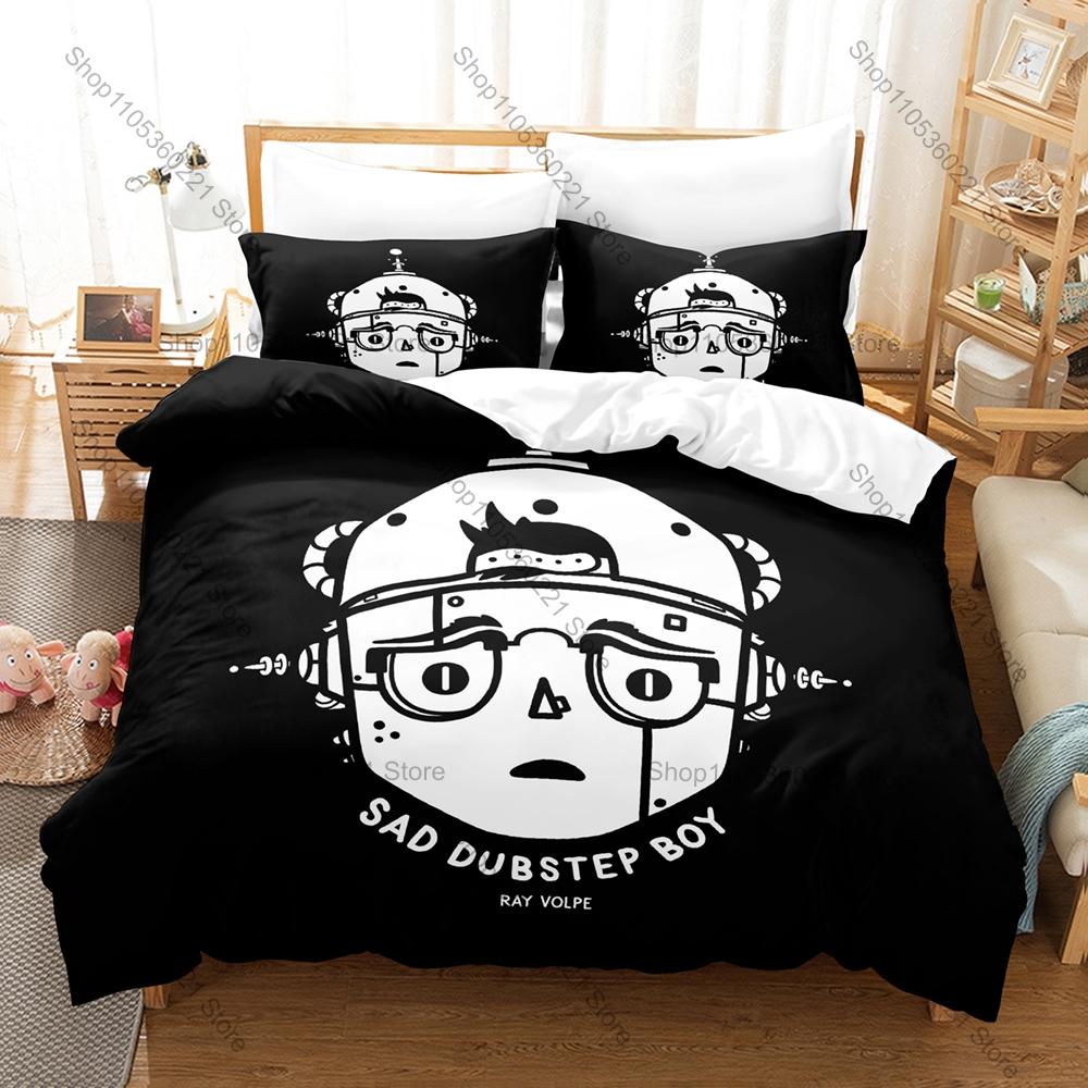 RAY VOLPE Themed Duvet Cover + 2 Pillowcases Electronic Music Design Cozy Bedding for Home & Dorm
