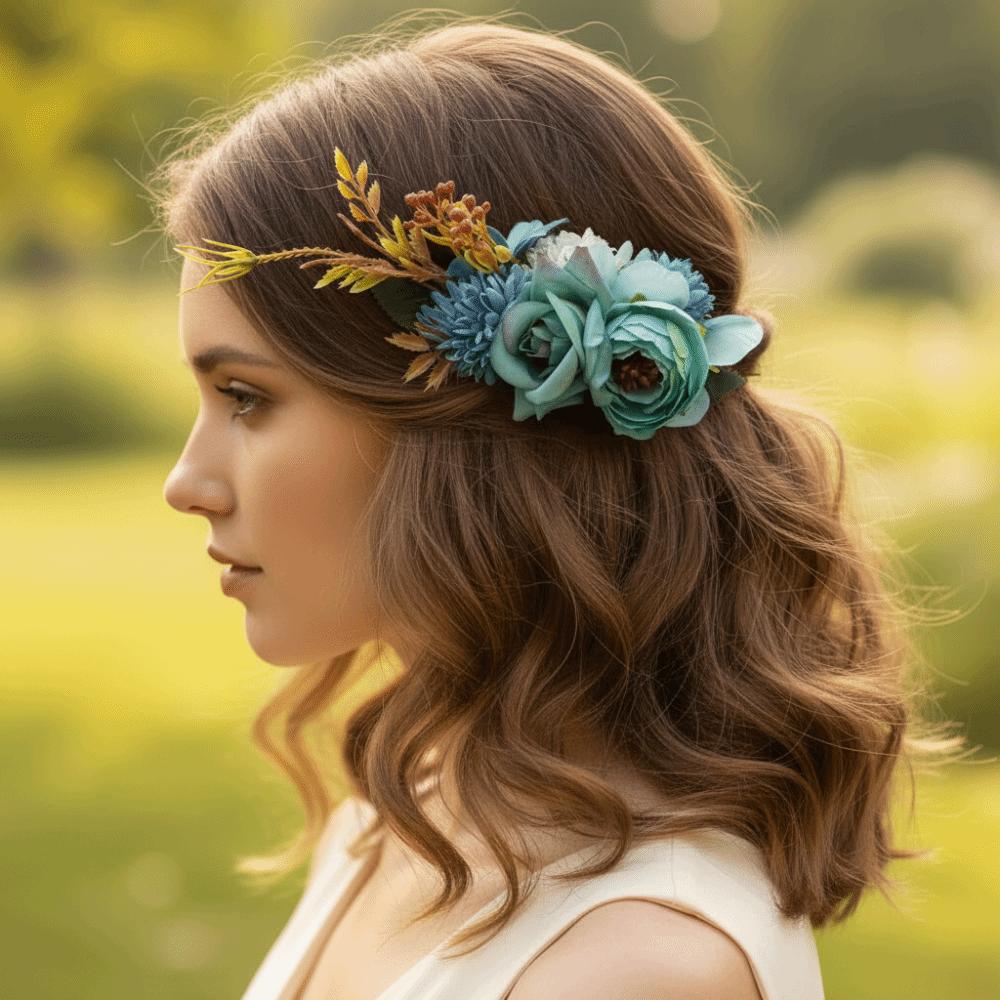 Multicolor Flower Hair Combs Cloth Thai Toothed Insert Comb Fashion Bridal Hairpin  Wedding