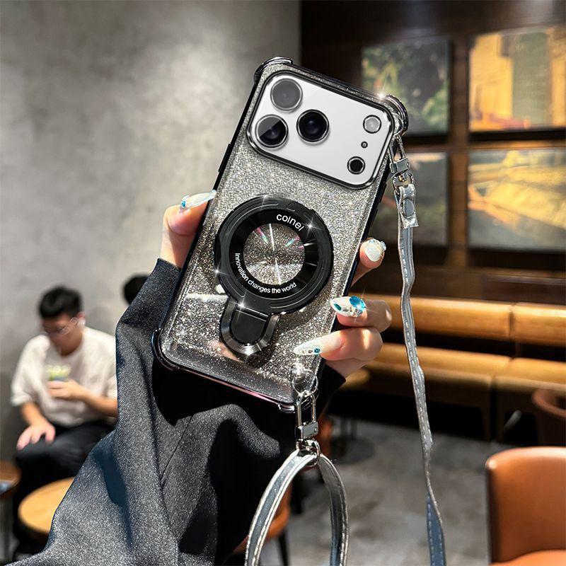 

Crossbody Lanyard Magnetic Bracket Case for iPhone 17 Air 16E 16 15 14 Plus 13 12 11 Pro XS Max XR X Shockproof painting Cover iPhone17 Pro Max