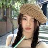 Crochet Weave Cap Summer Painter Hat French Straw Beret  Female