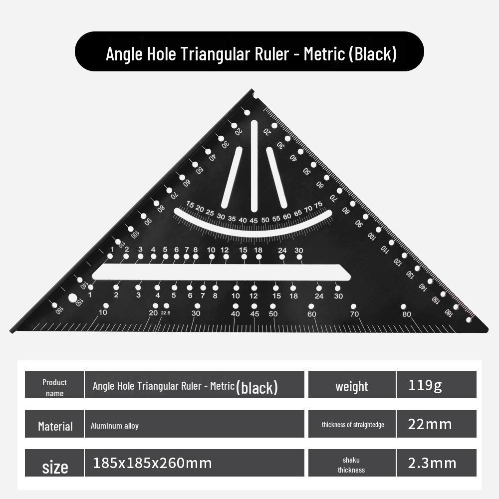 7" Aluminum Alloy Woodworking Try Square - 90° Metric/Imperial Right Angle Ruler