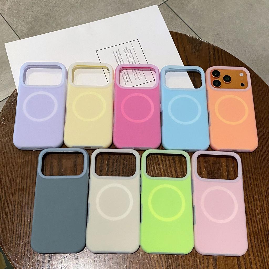 Applicable to iPhone17ProMAX mobile phone case, liquid silicone jelly magnetic suction Apple 16 simple Al all-inclusive soft case