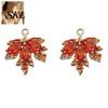 Jewelry Crafting Supplies 2/4/5/10Pcs Rhinestone Maple Leaf Charm, Golden Plated Autumn Pendant, Fall Metal Charm Decor for DIY Making Earrings