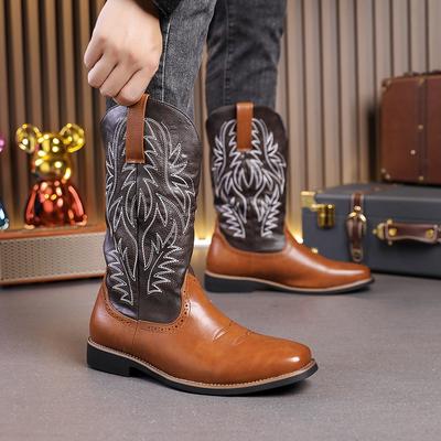 Stivali da Cowboy Western Nuovi di Zecca Stivali da Cavaliere Vintage da Uomo Taglia Grande Sovrascarpe da Moto Stivali da Uomo Slip-on Processo di Ricamo