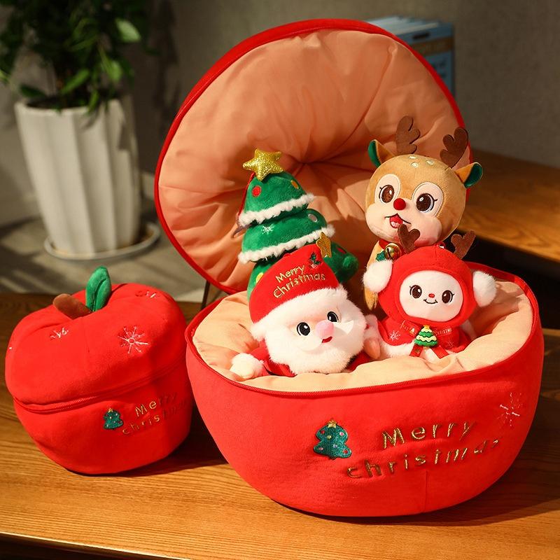 Cute Christmas Plush Animal Adorable Stuffed Deer Snowman And Santa Claus Figure For Home Decor