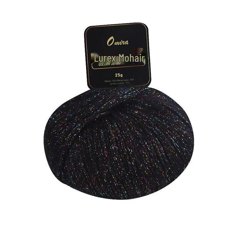 Gold Lurex Mohair Silk Yarn 25g for Knitting Scarves, Gloves, Hats, and Shawls