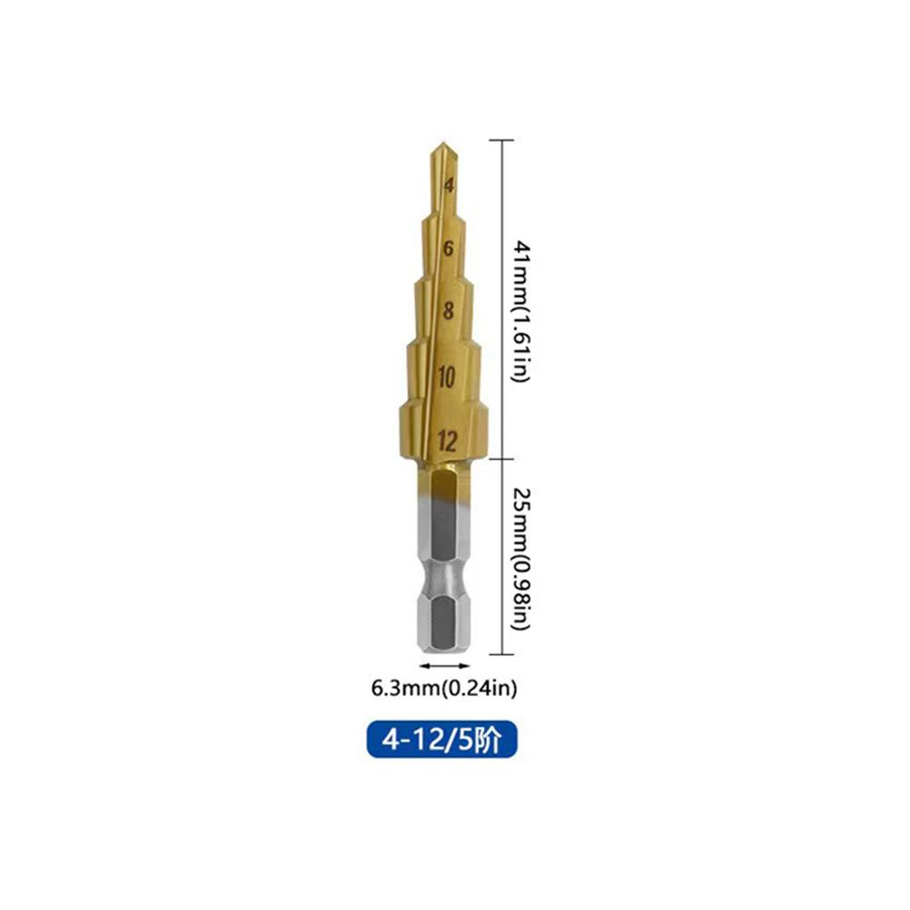 3-12 mm 4-12 mm 4-20 mm HSS Titanium Coated Step Drill Bit High Speed Steel Metal Wood Hole Cutter Cone Drilling Tool