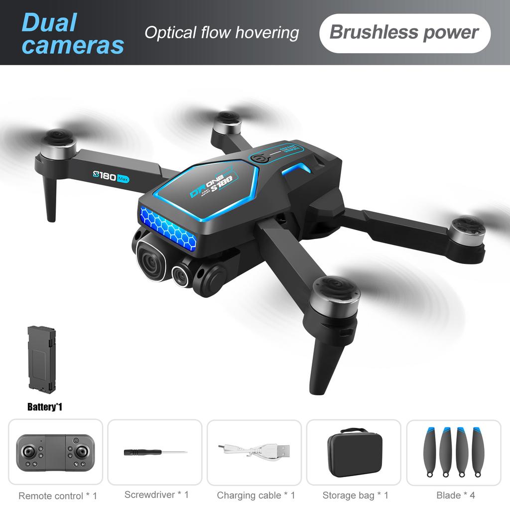 Non-Toxic S180 4K Rc Drone Remote Control Esc Optical Flow Avoidance Horizontal Overhead S 90 Degree Angle Indoor Cool Lights Dron Toys