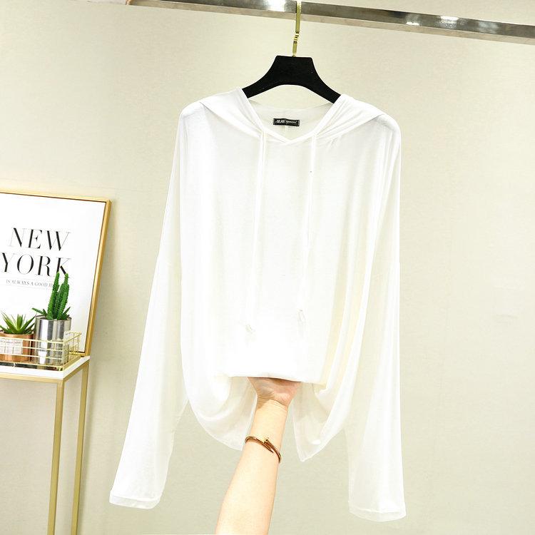 Women's Casual Oversized Modal Long-Sleeve Hooded T-Shirt - Slimming, Thin, Spring Sunscreen Top