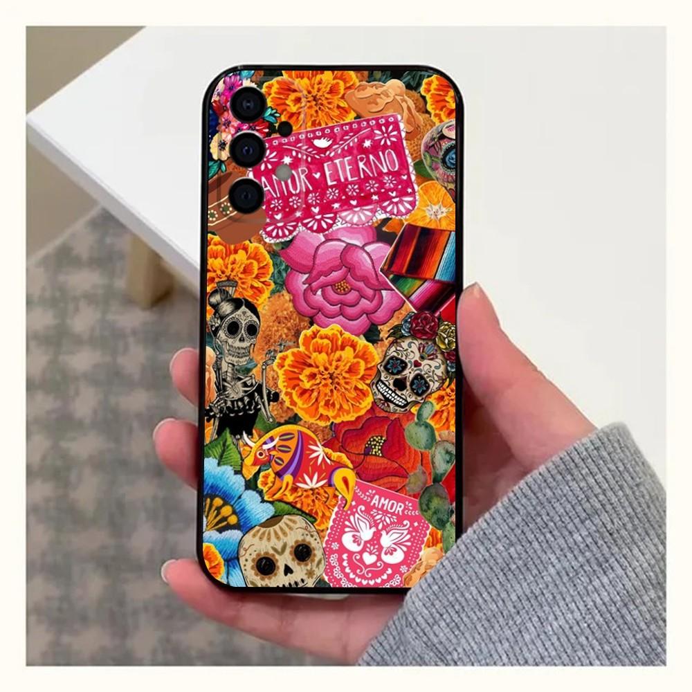 Day of the Dead Mexican Catrina Skull Phone Case For Samsung Galaxy A13,A21s,A22,A31,A32,A52,A53,A71,A80,A91 Soft Black Shell
