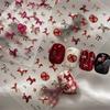 3D Year of the Horse Red Fabric Texture Nail Art Stickers