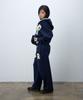 EEERRR Er Waffle Applique Long Sweat Pants (Navy)