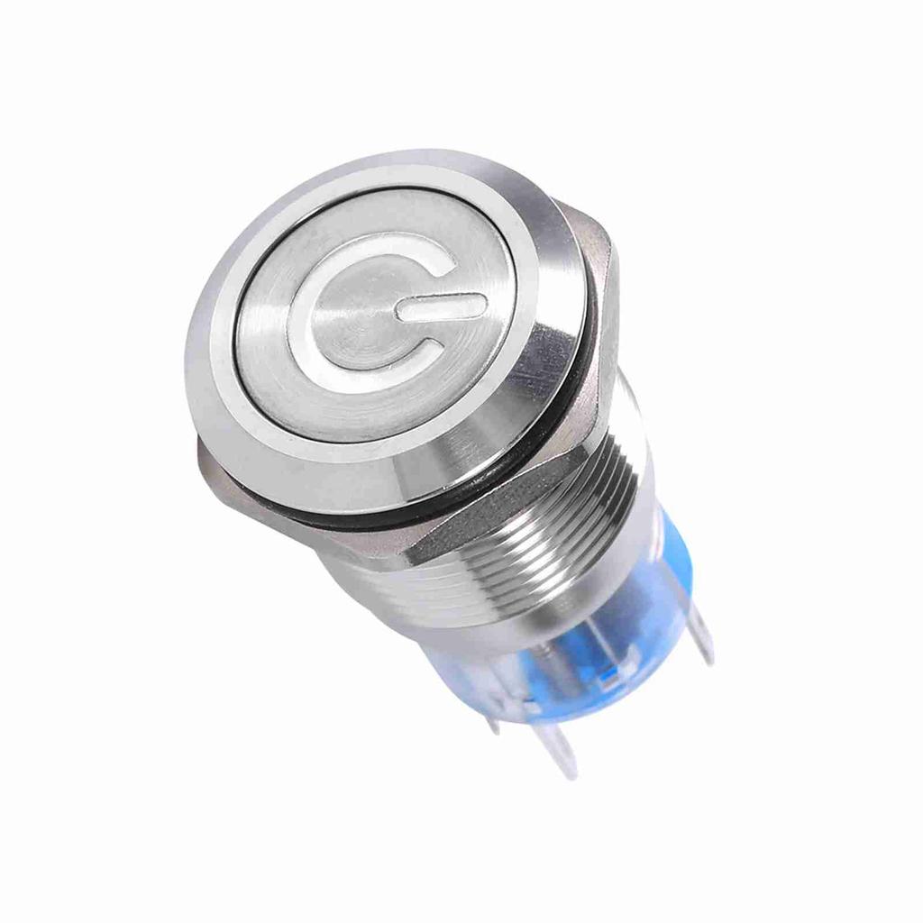 19mm 12V24V Waterproof Stainless Selflocking  ing Push Button Power   Red LED