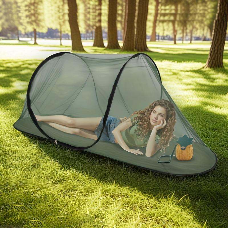 Pop-Up Outdoor Boat-shaped Mosquito Net Tent Portable Single Person Sleeping Net with Built-In Base for Camping Travel & Hiking