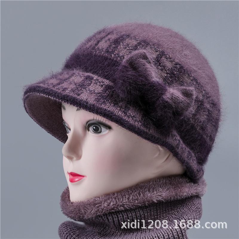 

Hat women s autumn and winter thermal basin hat knitted wool hat velvet lady hat one size elastic
