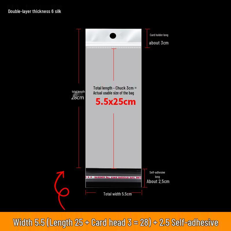 Self-Adhesive Transparent Jewelry Earring Bags with Header and Hanging Hole
