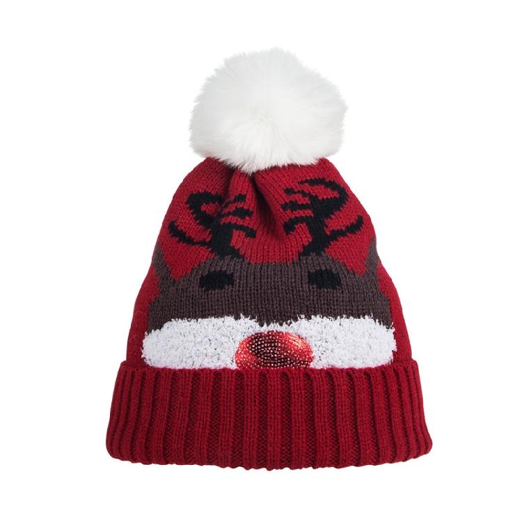 Trendy Santa Claus Beanie Hat Windproof Elk Knit Hat Wool Hat All-match Winter