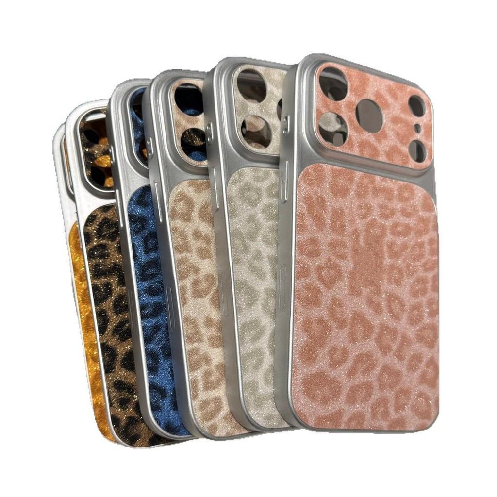 Leopard Print Leather-Wrapped Case for iPhone 16, 15 Pro, & 14 – Stylish Full Protection for Hot Girls