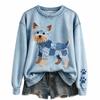 Felpa girocollo da donna con stampa animalier, vestibilità larga, pullover casual