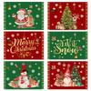 Christmas Snowman & Santa Claus Cotton Linen Placemats – Festive Table Heat Insulation Pads