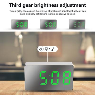 LED Spiegel Wecker Mini Heim Dekorativ Elektronisch Digital Alarm Anzeige Zeit Nacht Desktop USB Uhr Schreibtisch Schlafzimmer Deko