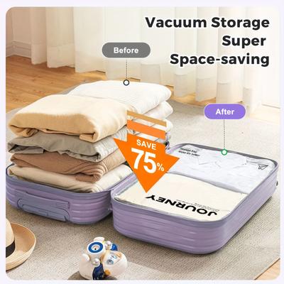 2er-Pack Aufrollbare Kompressionsbeutel Wiederverwendbare Vakuum-Aufbewahrungsbeutel für Reise-Organizer Platzsparend im Koffer Keine Pumpe erforderlich 2025