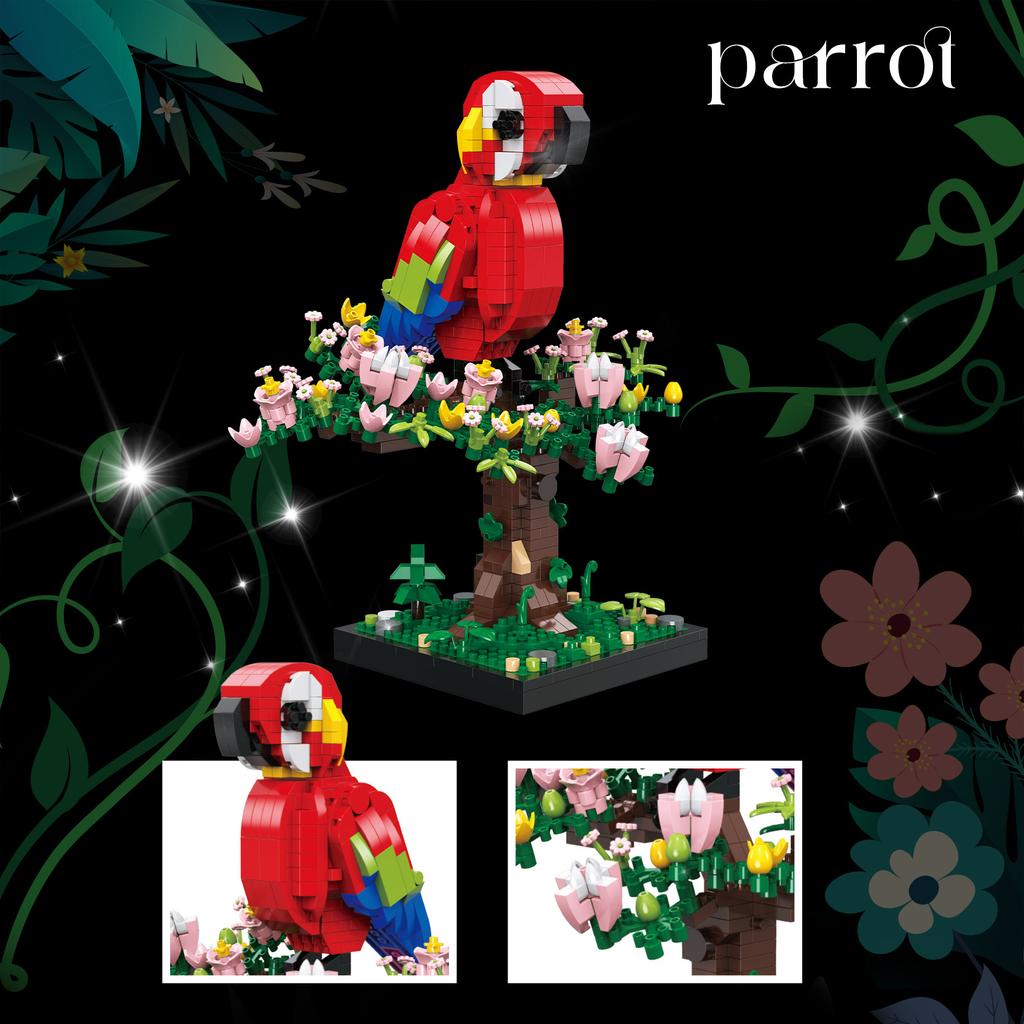 Parrot And Owl Tree Scene Mini Building Blocks Friends Toy Assembly Entertainment And Home Decoration Holiday Gifts