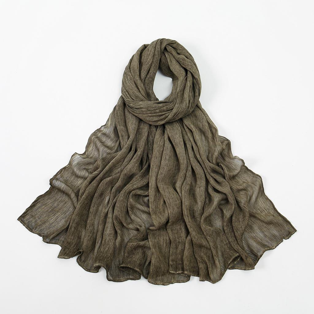 New Muslim Woman Solid Hijabs Scarf Ramadan Soft Rayon Cotton Wrinkle Shawl Islam Turban Ramadan Headband Foulard 180*80Cm