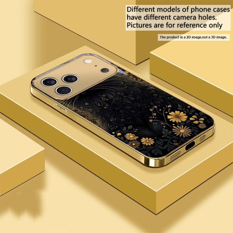Round and bright eyes For IPhone 17Pro Max 16 17 Pro 15 Pro 14 13 Plus 12 Mini 11Pro Max XR 16E 17Air Golden glass phone case