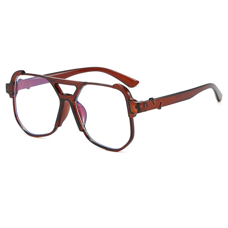 New double beam anti-blue glasses Hong Kong style frames trendy large frame glasses frames fashionable flat glasses