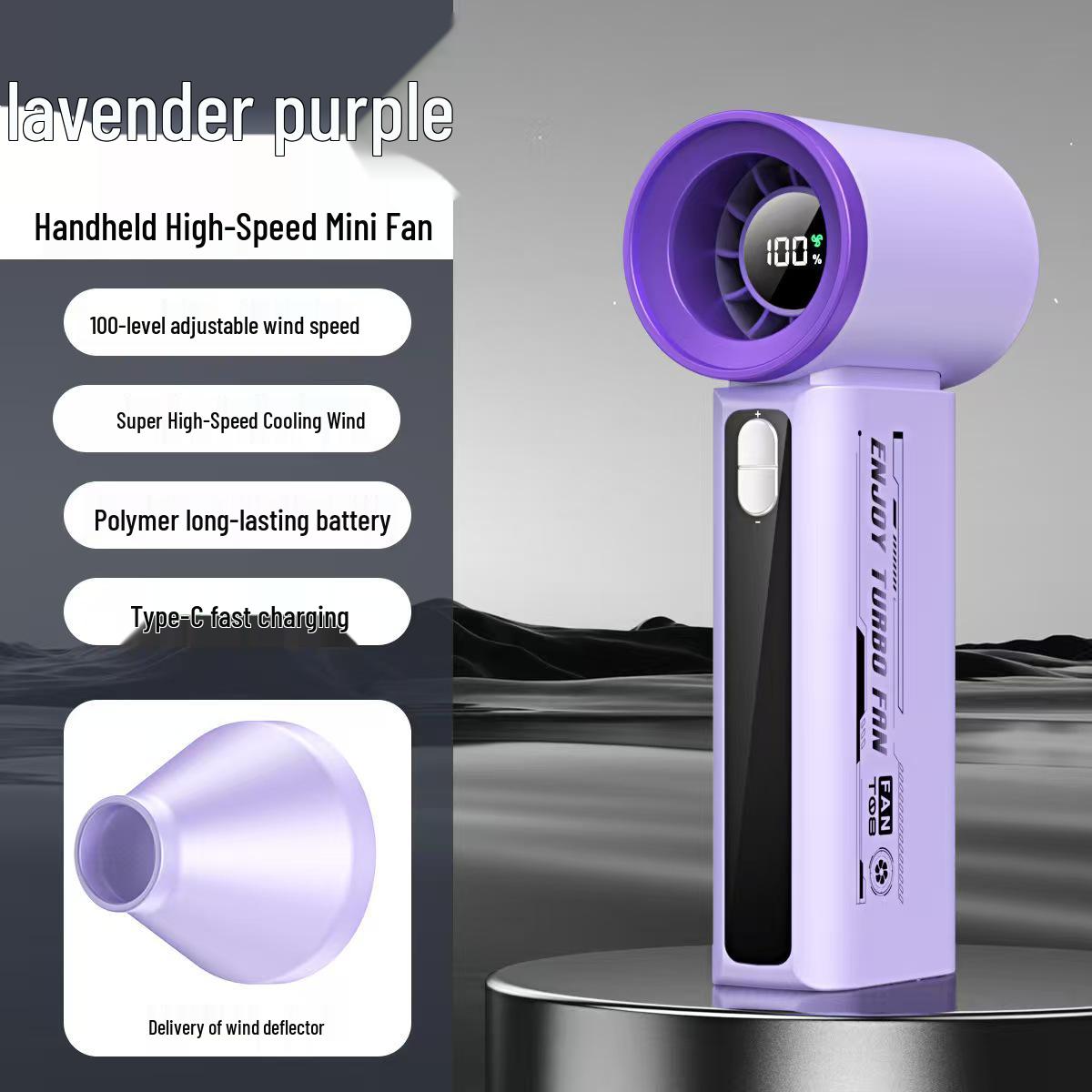 T08 High-Speed Mini Handheld Fan with Digital Display & USB Charging
